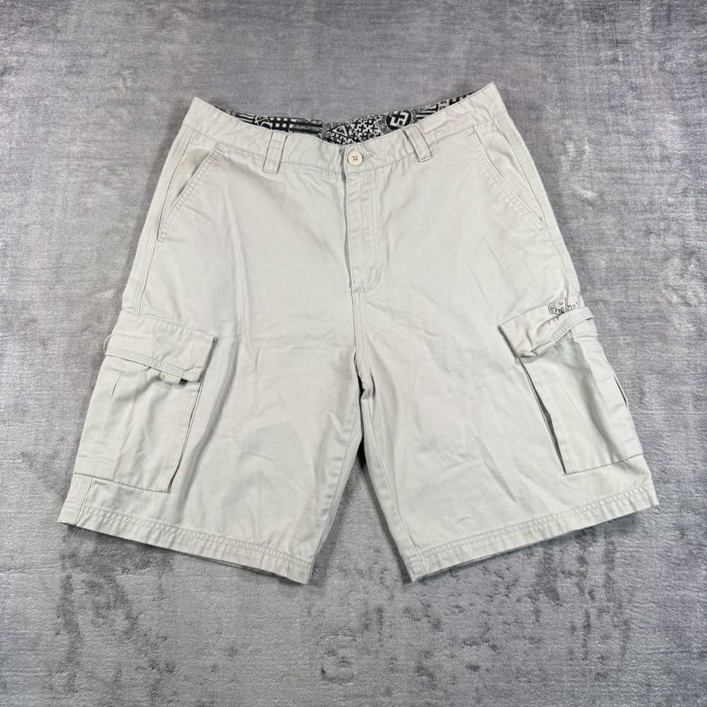 Quiksilver Shorts Mens 33 Beige Cargo Heavy Twill Baggy Y2K Surf Skate Utility